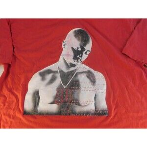 Vintage 90s Makaveli Branded Tupac 2Pac Rap T-Shirt Red 2XL XXL Distressed
